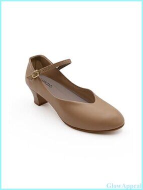 Capezio Jr Footlight Character Shoe Soft PU Upper Leather Sole Dance Heel